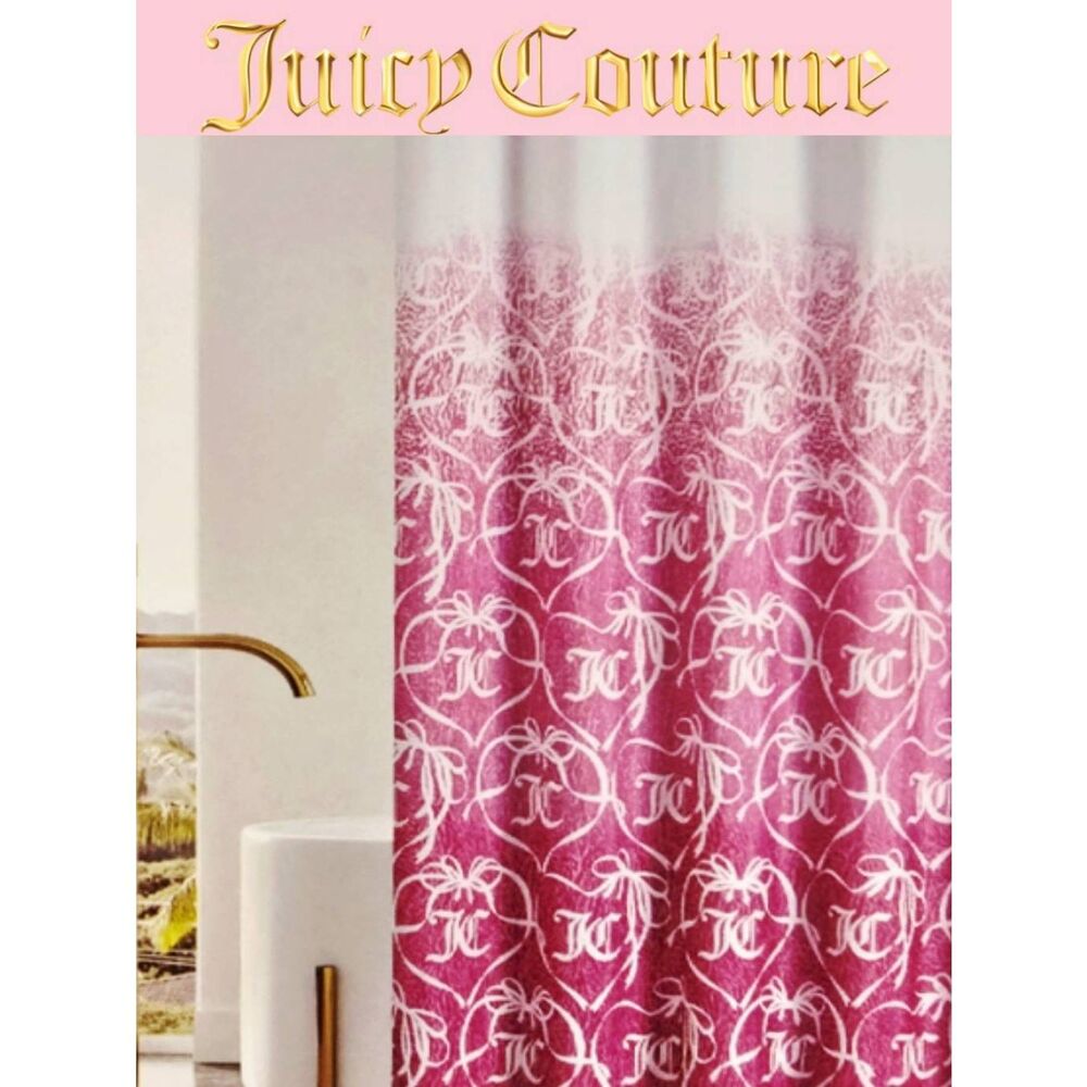 Juicy Couture Home JC Logo Heart Shower Curtain w/Hooks